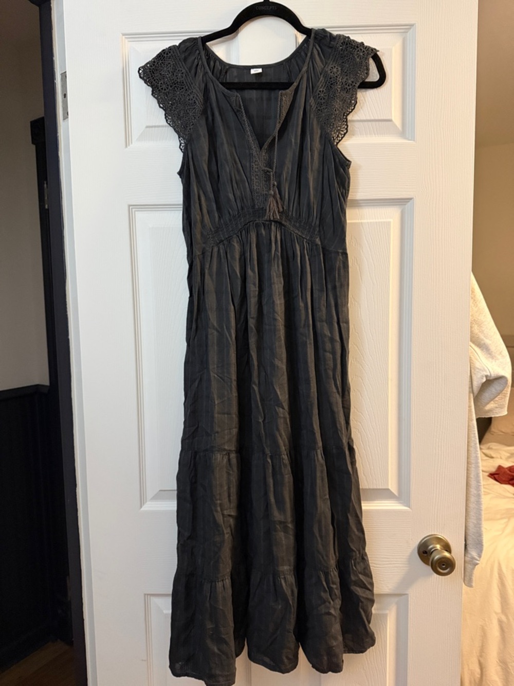 Old Navy Black Crochet-Sleeve Maxi Dress